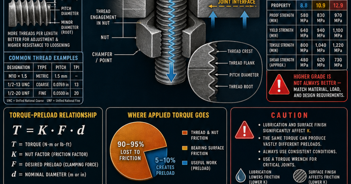 Fasteners Infographic Engineering: Threaded Fasteners and Bolts Infographic | LivePhysics™