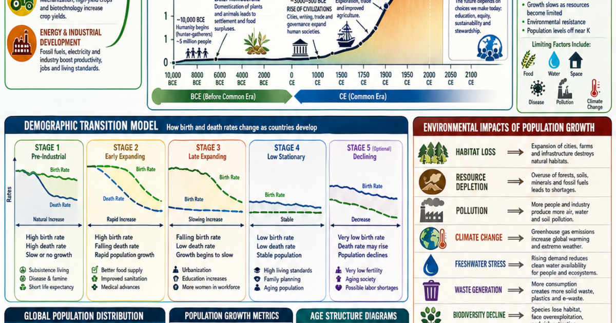 Human Population Growth Infographic | LivePhysics™