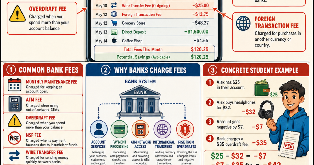 Financial Literacy: Understanding Bank Fees Infographic | LivePhysics™