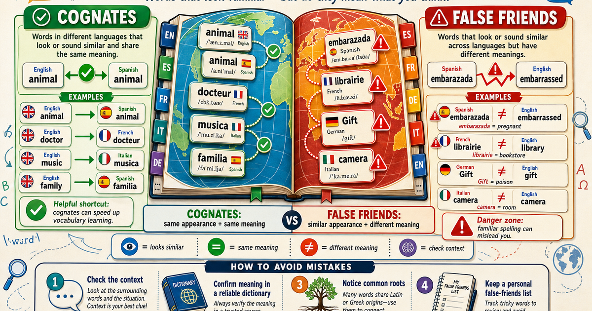 Math Cognates Examples Cognates and False Friends Infographic | LivePhysics™