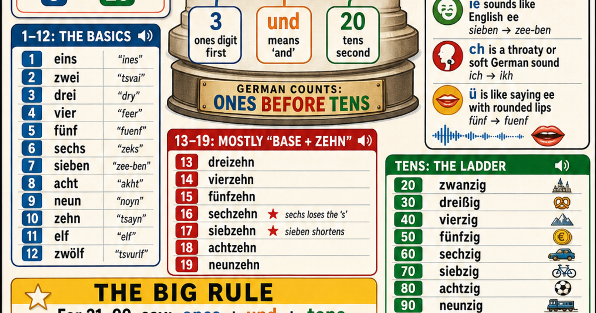 German Numbers 1 to 100 Infographic | LivePhysics™