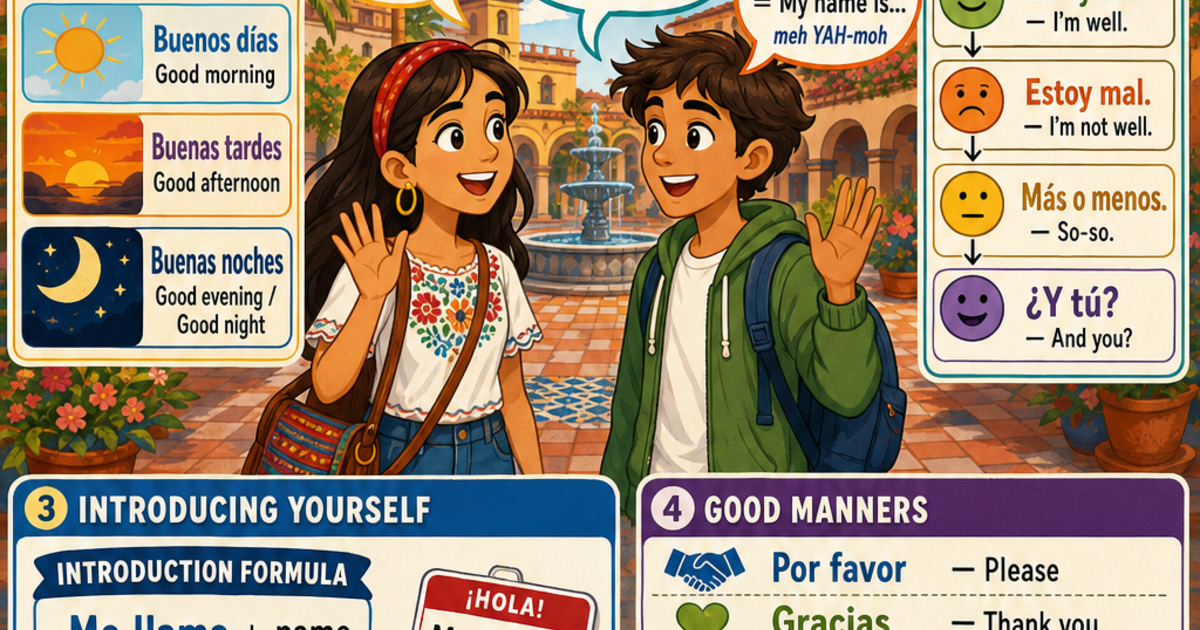 Spanish Greetings and Introductions Infographic | LivePhysics™
