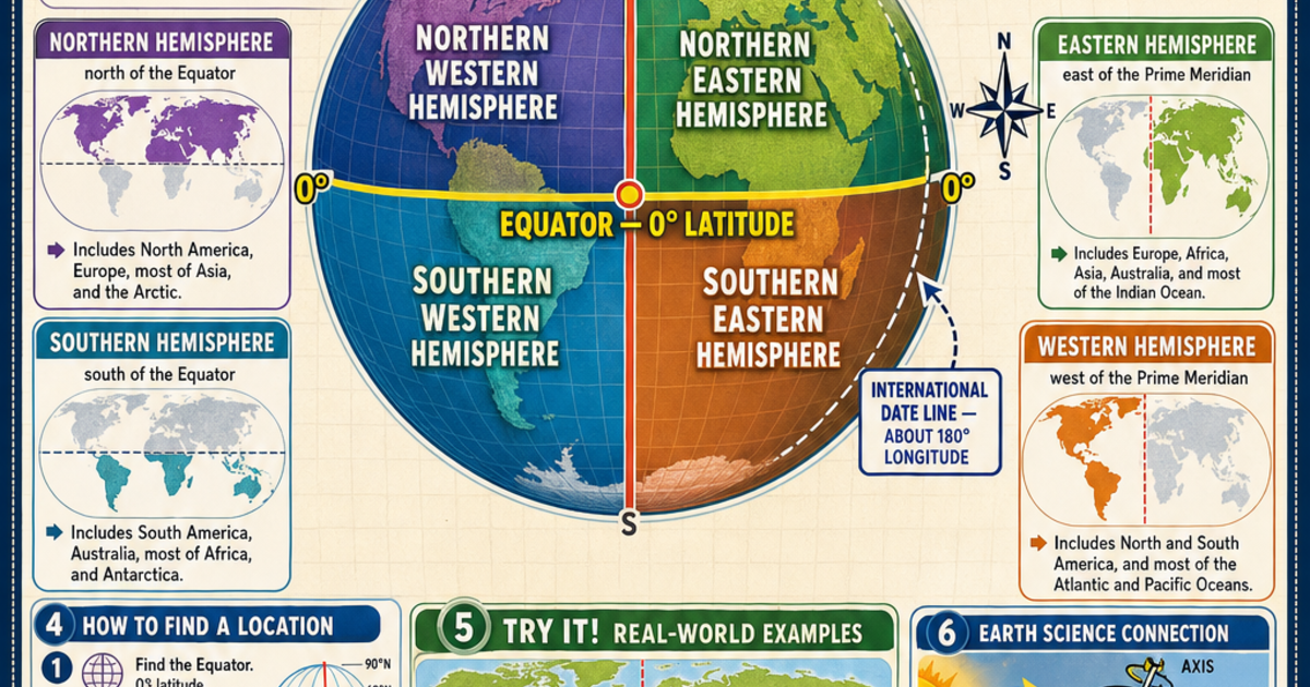 Hemisphere Names Maps & Geography Skills: Hemispheres of the Earth Infographic ...