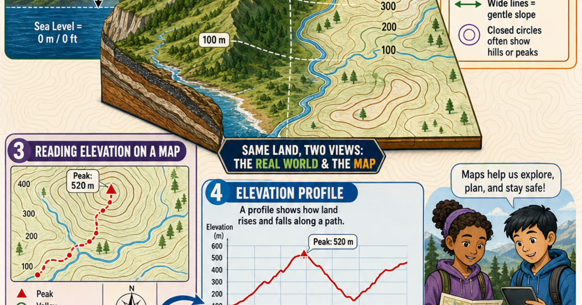 Maps & Geography Skills: Understanding Elevation Infographic | LivePhysics™