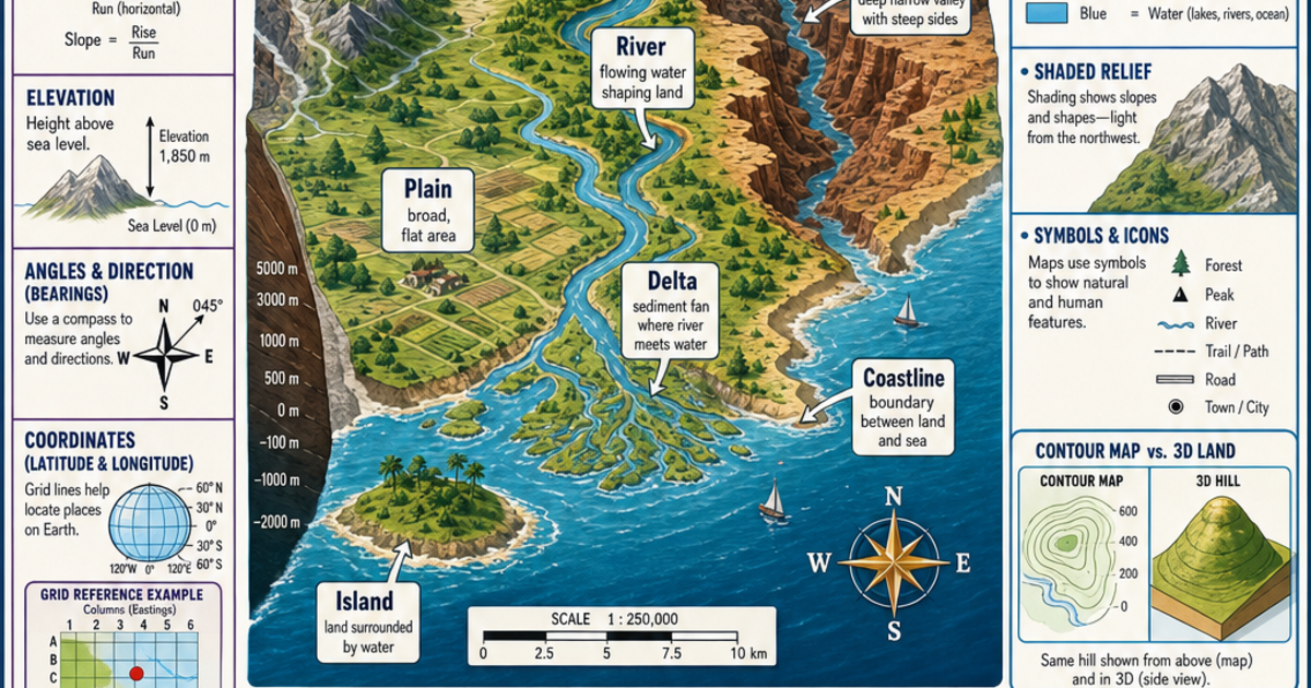 Maps & Geography Skills: Understanding Landforms Infographic | LivePhysics™