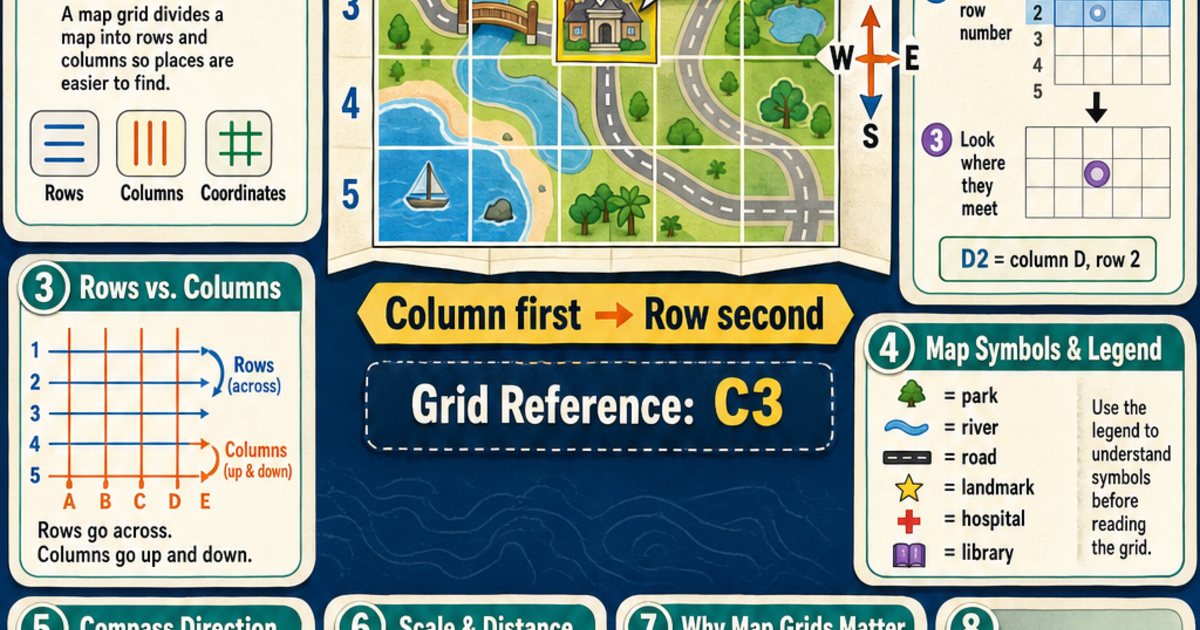 Maps & Geography Skills: Understanding Map Grids Infographic | LivePhysics™