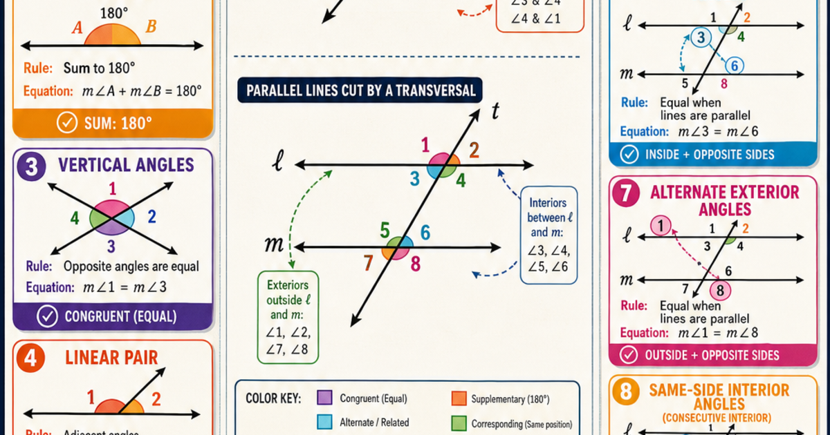Related Geometry Geometry: Angle Relationships Reference Infographic | LivePhysics™