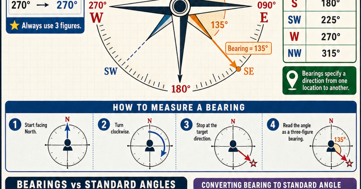 Geometry: Bearings and Compass Directions Infographic | LivePhysics™