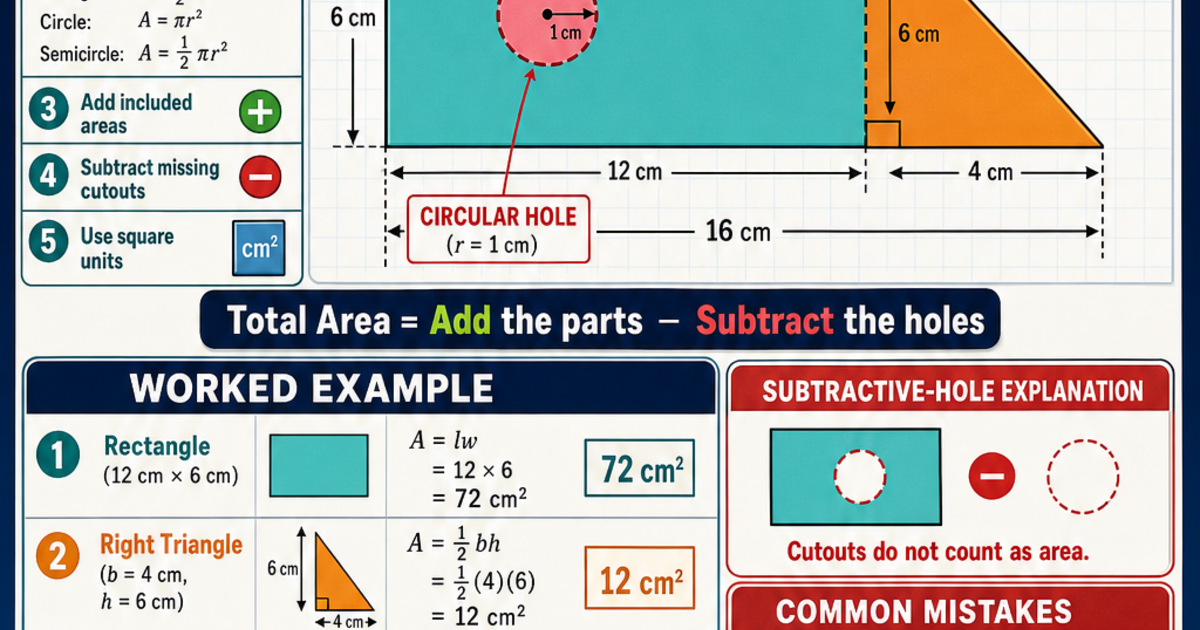 Geometry: Composite Area Problems Infographic | LivePhysics™