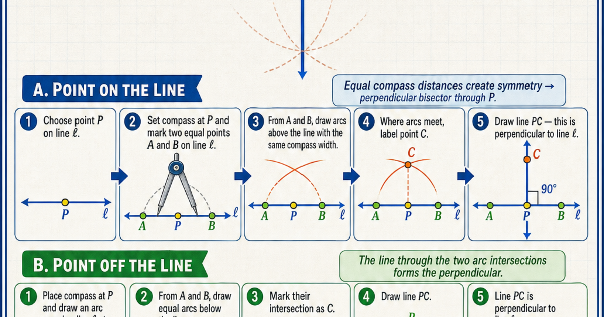 Geometry: Constructing a Perpendicular Line Infographic | LivePhysics™