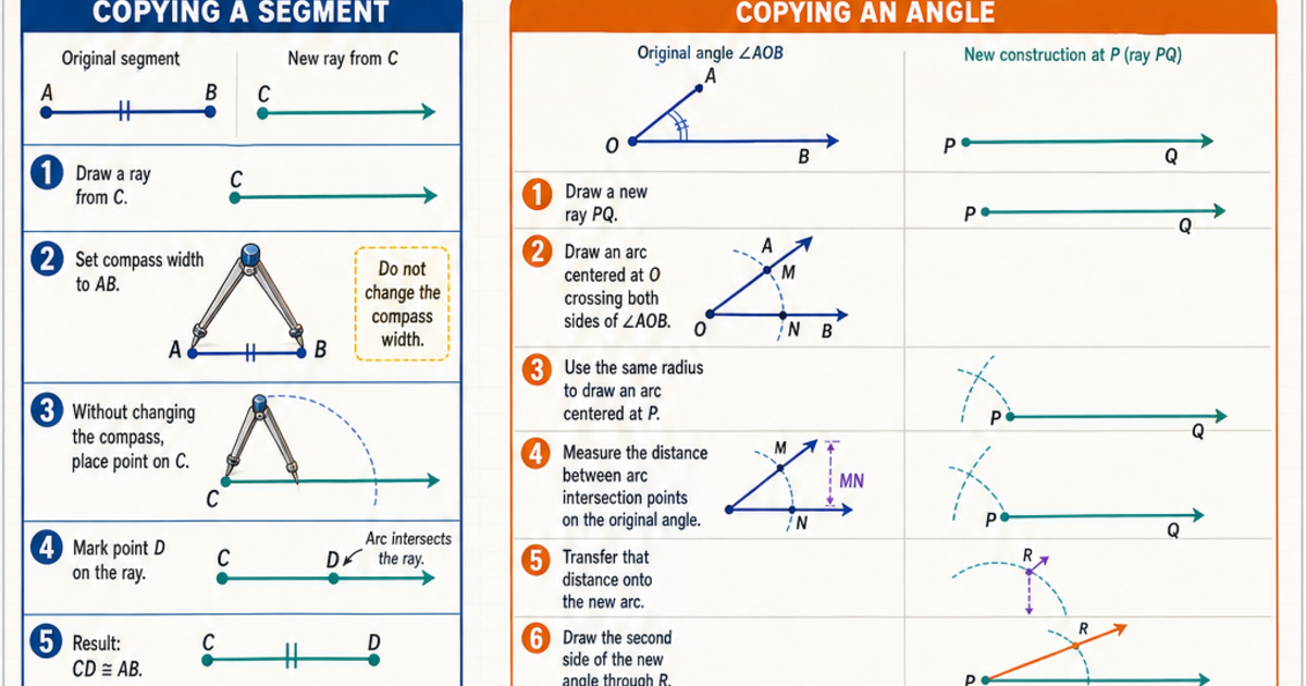 Geometry: Copying a Segment and an Angle Infographic | LivePhysics™