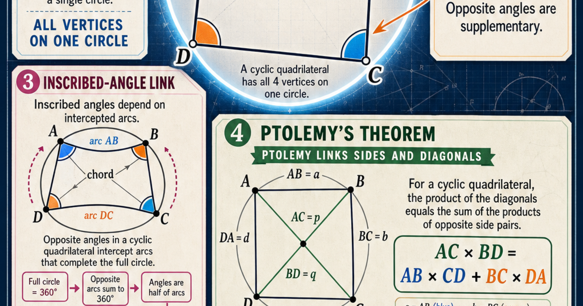 Geometry: Cyclic Quadrilaterals Infographic | LivePhysics™