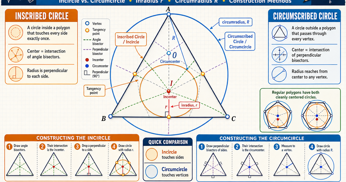 Geometry: Inscribed and Circumscribed Circles Infographic | LivePhysics™