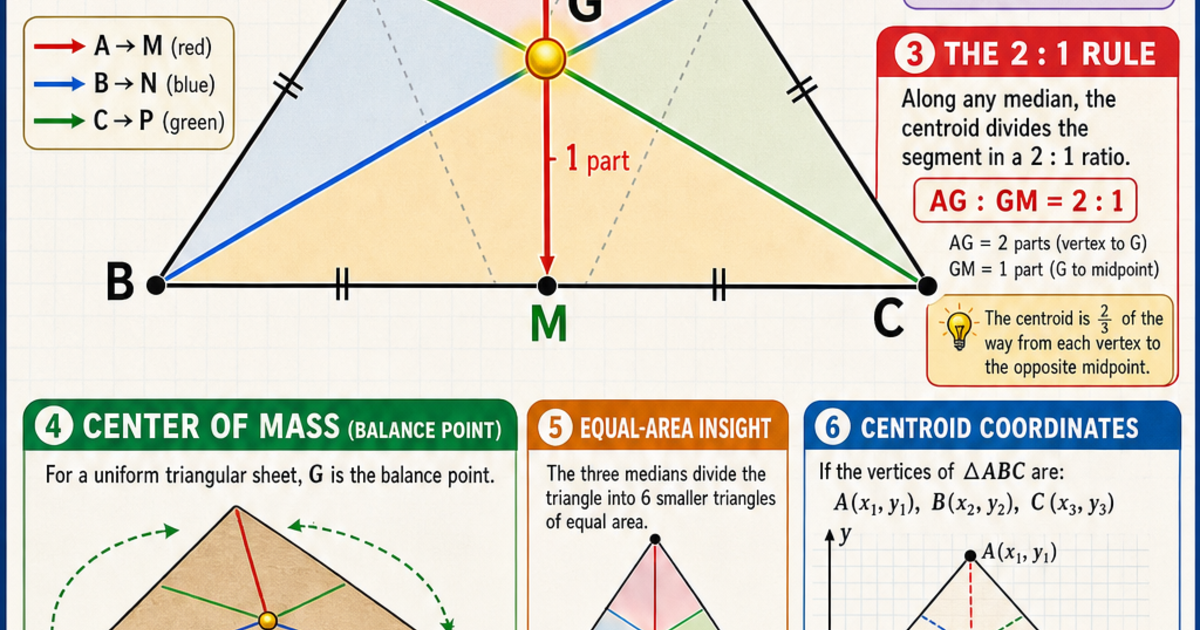 Geometry: Medians and the Centroid Infographic | LivePhysics™