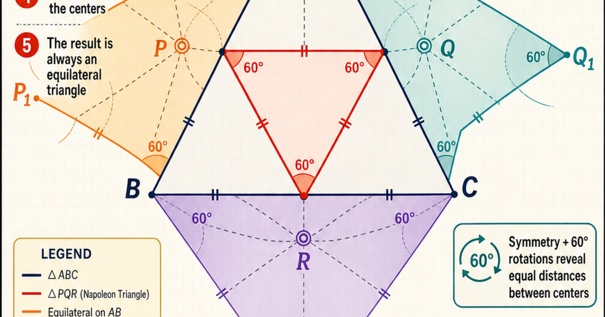 Napolean Triangle Theorem Geometry: Napoleon's Theorem Infographic | LivePhysics™