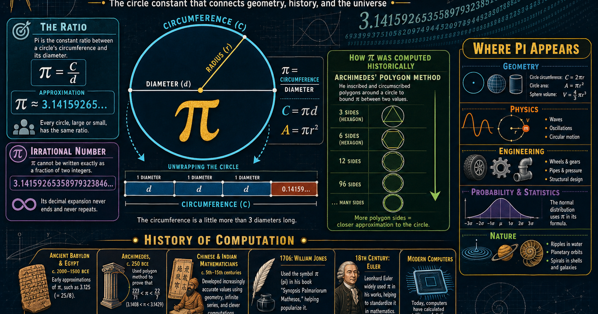 Pi Infographics Geometry: Pi and Its History Infographic | LivePhysics™