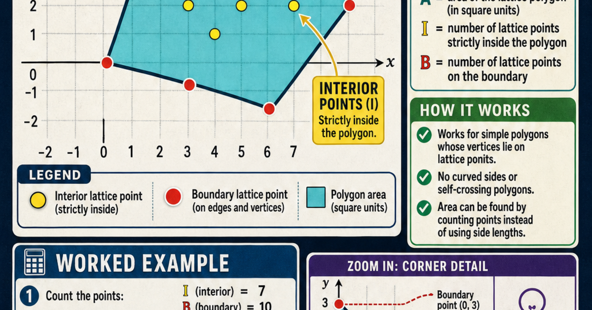Pick's Theorem Graph Geometry: Pick's Theorem Infographic | LivePhysics™