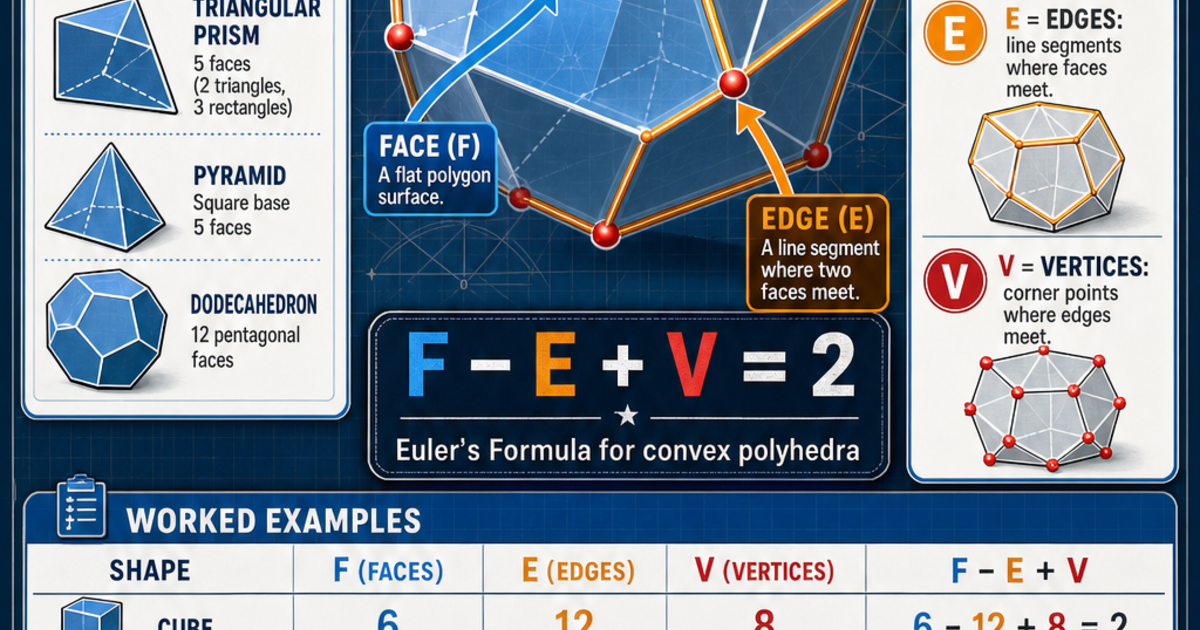 Polyhedra Formulas Geometry: Polyhedra and Euler's Formula Infographic | LivePhysics™