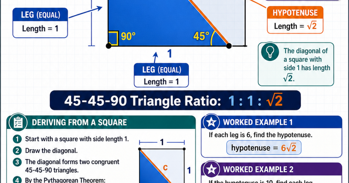 Geometry: The 45-45-90 Triangle Infographic | LivePhysics™