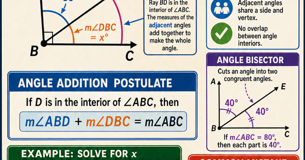 Geometry: The Angle Addition Postulate Infographic | LivePhysics™