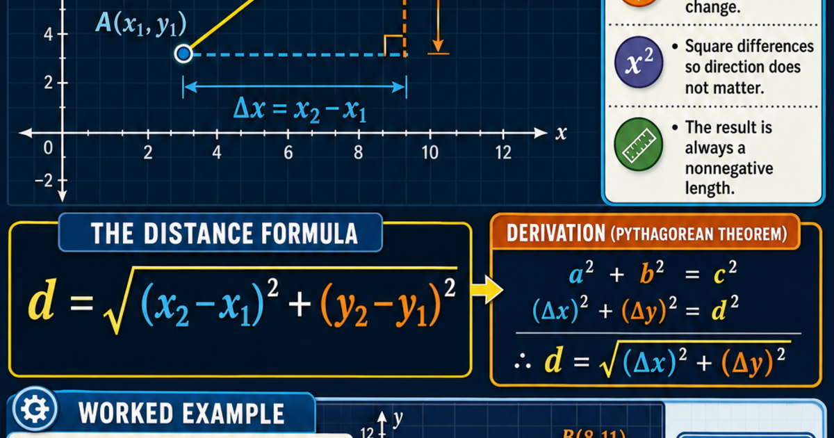 Geometry: The Distance Formula Infographic | LivePhysics™
