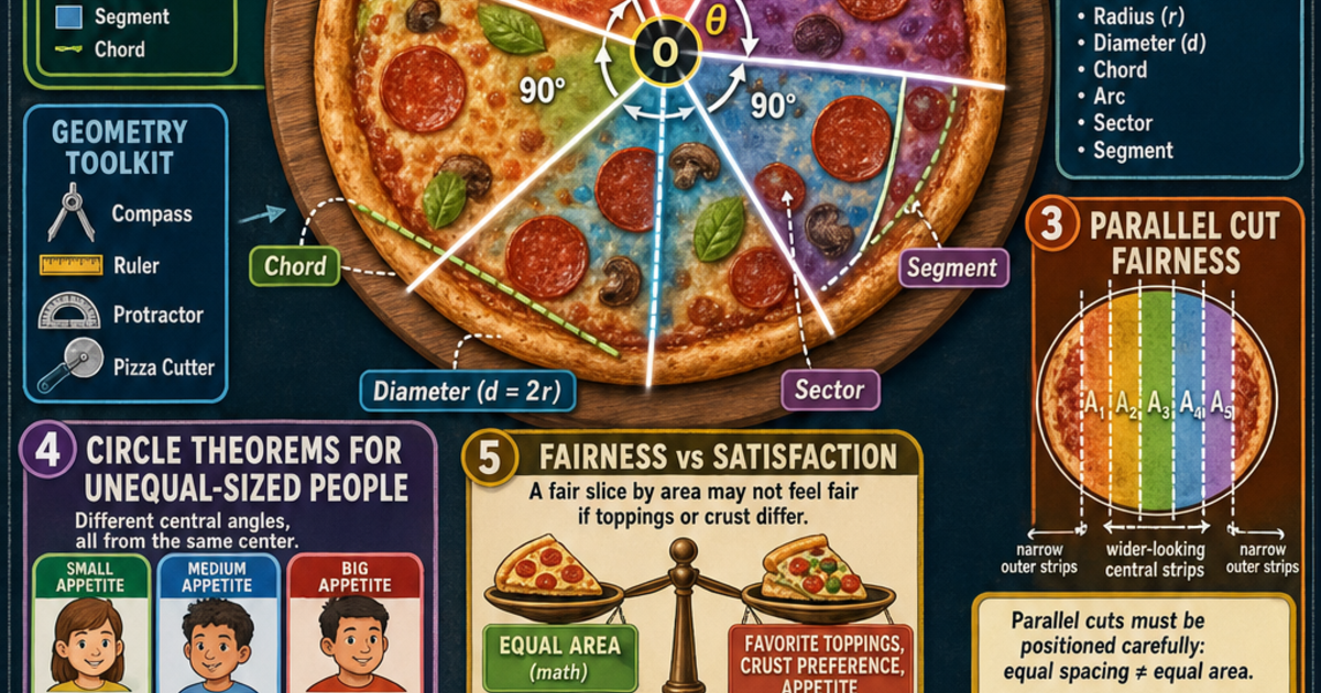 Pizza Math Geometry The Geometry of Slicing a Pizza Fairly Infographic | LivePhysics™