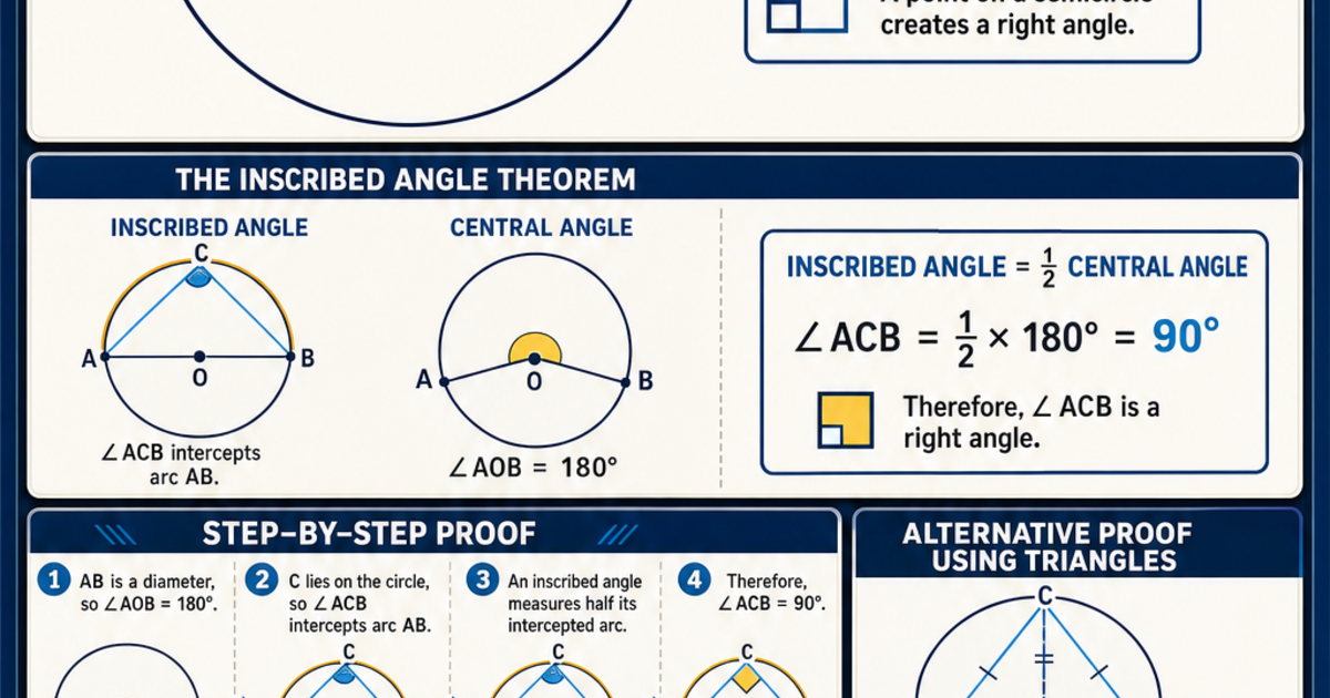 Sat Inscribed Angle Geometry: The Inscribed Angle and Thales' Theorem Infographic ...