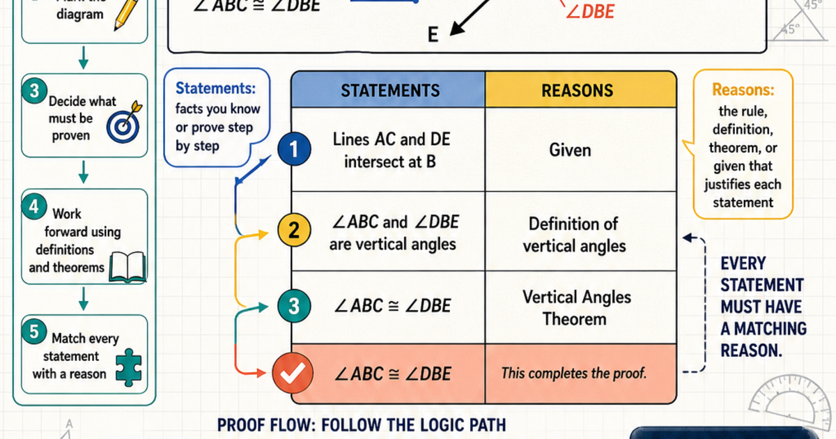 Proof Statement Examples Geometry: Two-Column Proofs Infographic | LivePhysics™