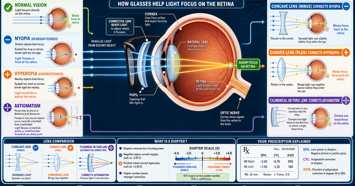How Vision Correction Glasses Work Infographic | LivePhysics™