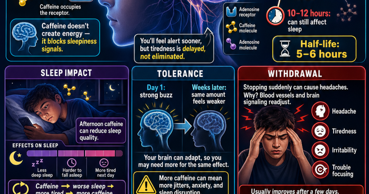 What Caffeine Actually Does to Your Brain Infographic | LivePhysics™