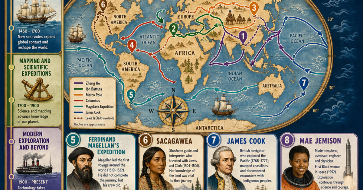 History Visual Guides: Famous Explorers Infographic | LivePhysics™