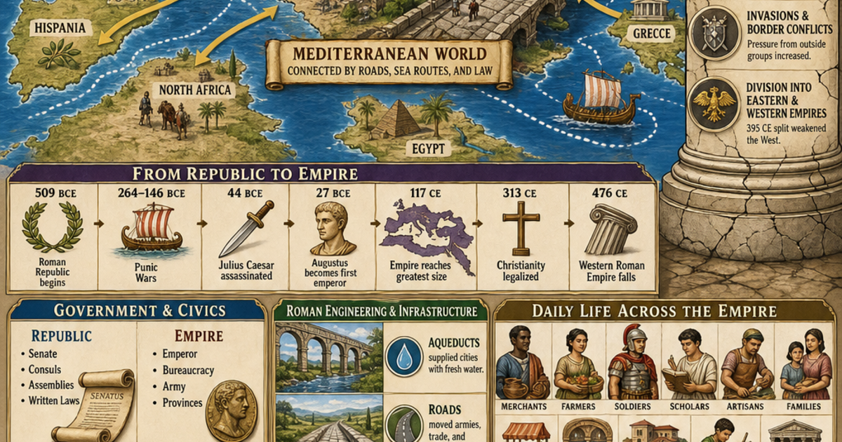 History Visual Guides: The Roman Empire Infographic | LivePhysics™