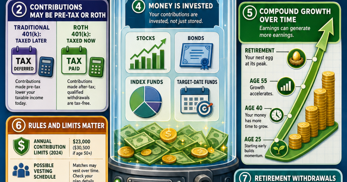How a 401(k) Works Infographic | LivePhysics™
