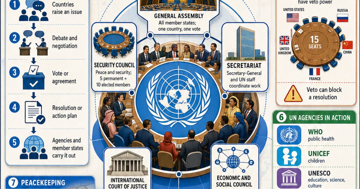 Un How Works How the United Nations Works Infographic | LivePhysics™