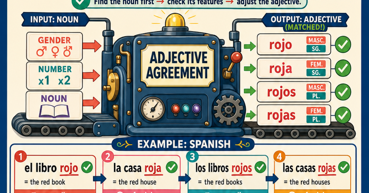 Foreign Languages: Adjective Agreement Infographic | LivePhysics™