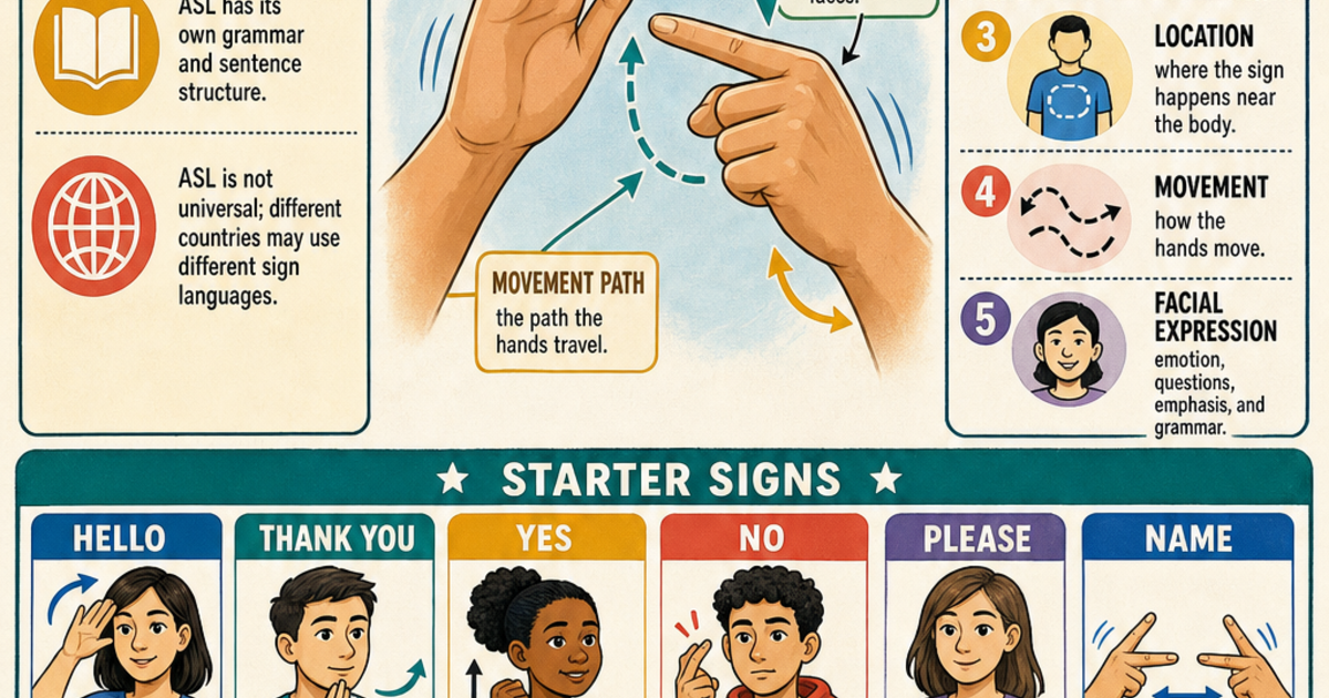 Foreign Languages: American Sign Language Basics Infographic | LivePhysics™