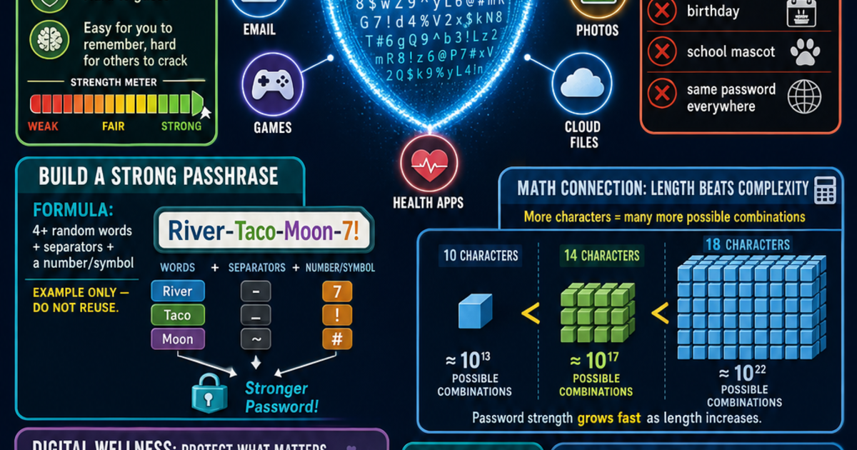 Life Skills: How to Create a Strong Password Infographic | LivePhysics™