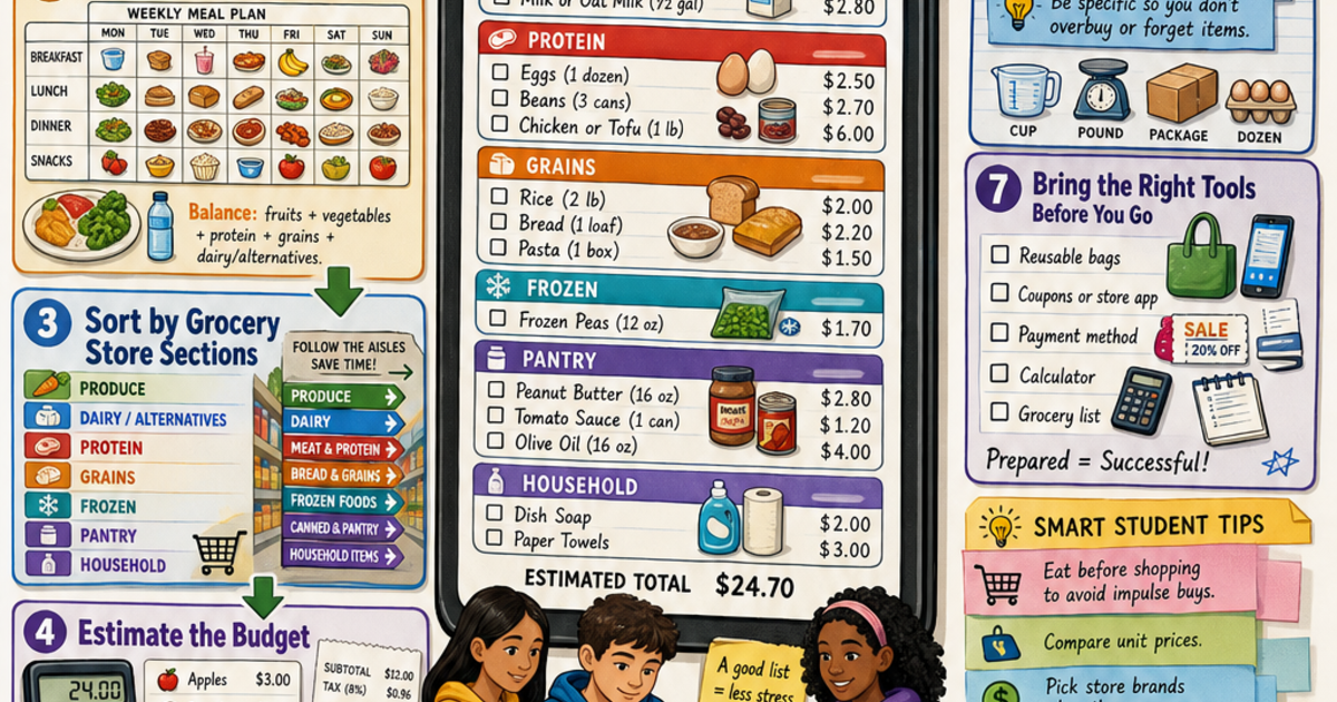 Life Skills: How to Make a Grocery List Infographic | LivePhysics™