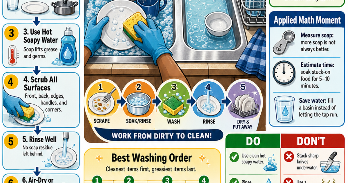 Life Skills: How to Wash Dishes Properly Infographic | LivePhysics™