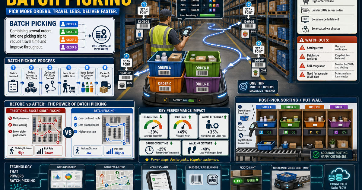 Logistics & Warehouse Systems: Batch Picking Infographic | LivePhysics™