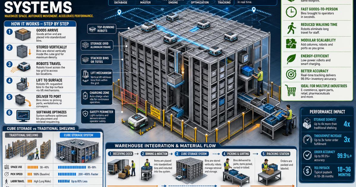 Logistics Storage Unit Logistics & Warehouse Systems: Cube Storage Systems Infographic ...