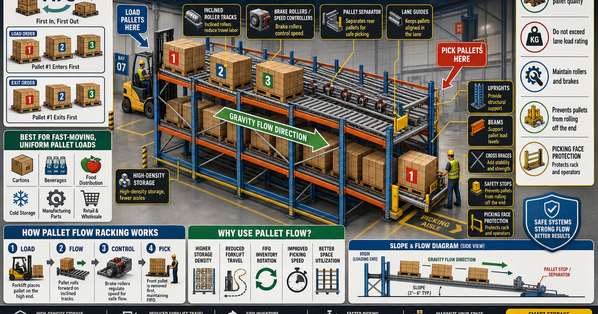 Live Pallet Racking Animation Logistics & Warehouse Systems: Pallet Flow Racking Infographic ...