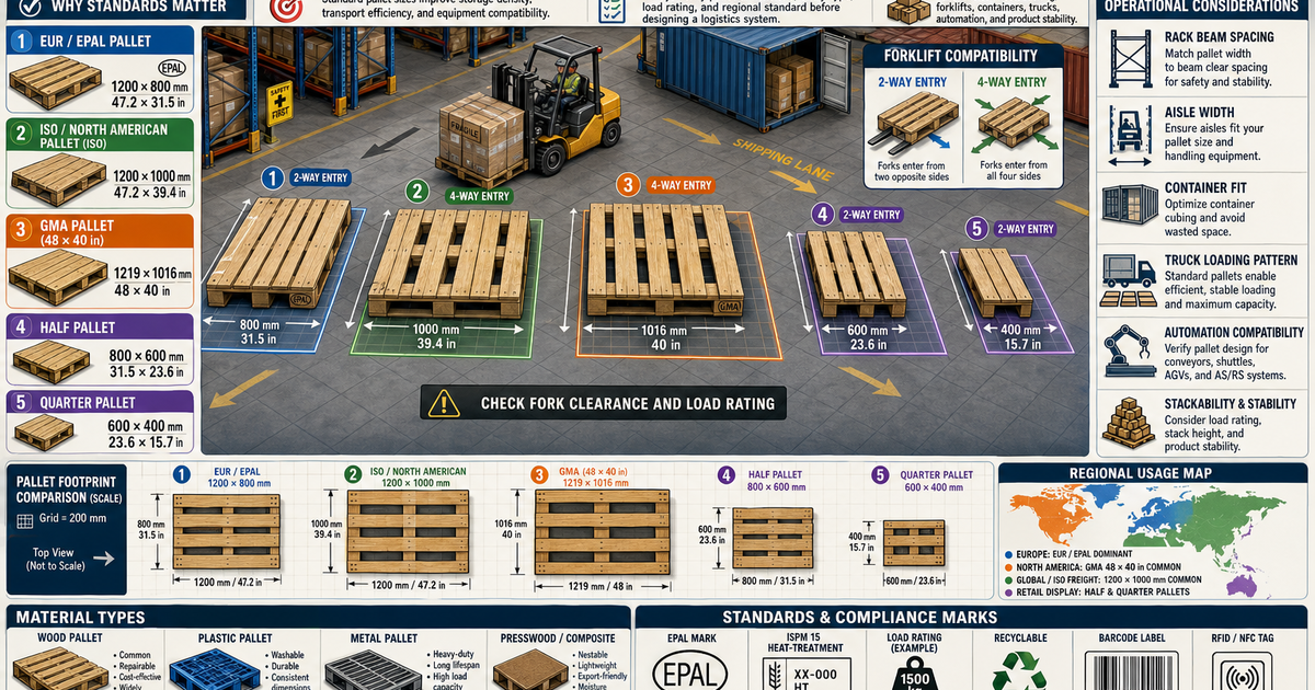 Logistics & Warehouse Systems: Pallet Sizes and Standards Infographic ...
