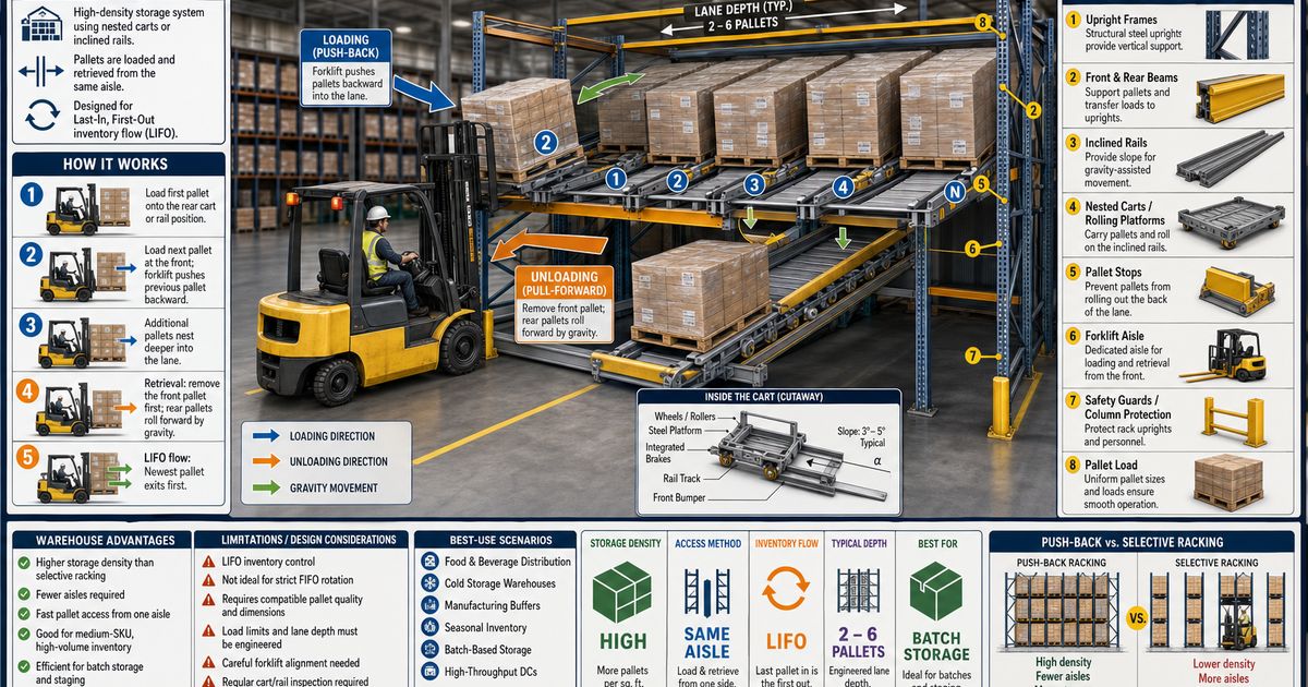 Swl Racking Push Back Uk Logistics & Warehouse Systems: Push-Back Racking Infographic | LivePhysics™