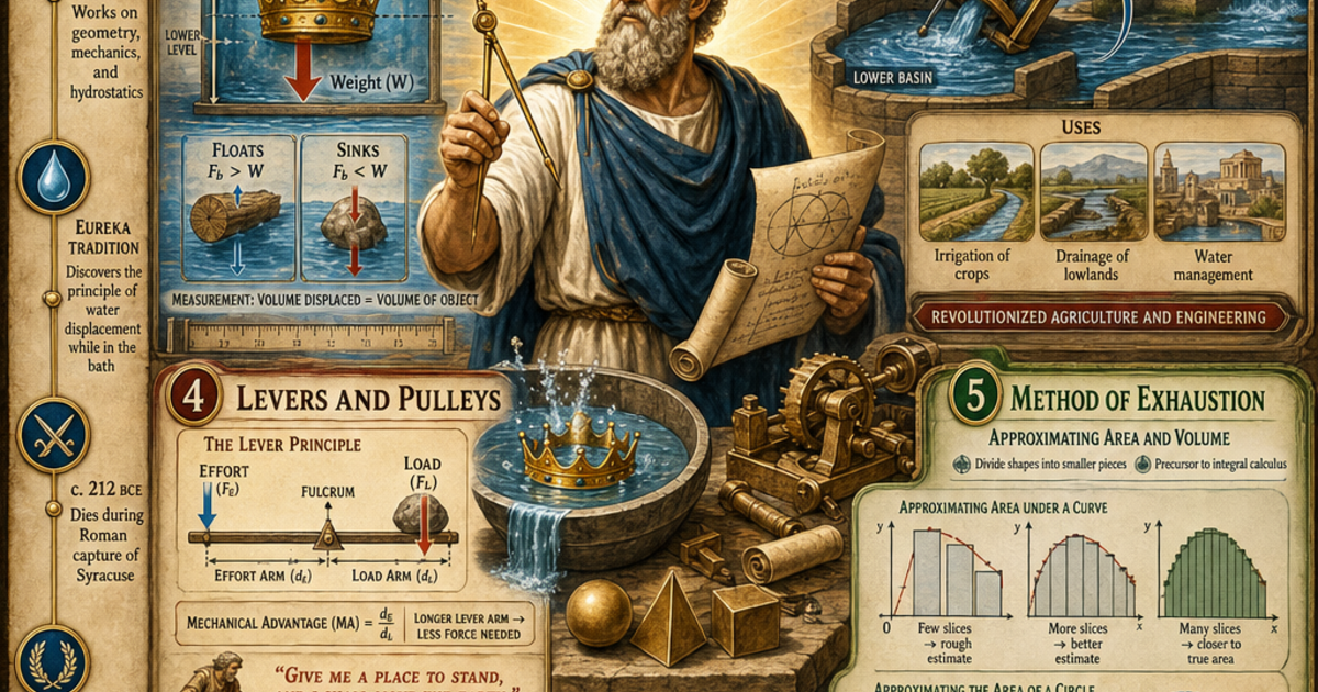 Classic Mathmatic Archimedes: Pioneer of Classical Mathematics and Mechanics Infographic ...