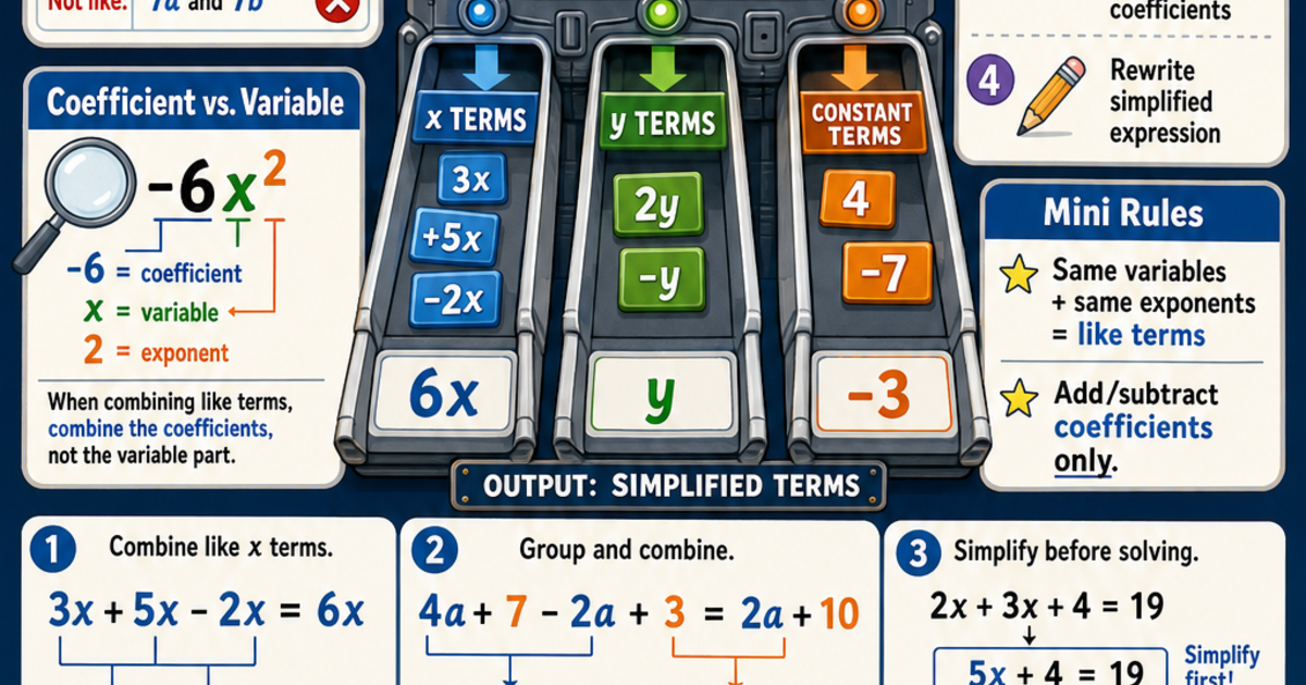 Math: Combining Like Terms Infographic | LivePhysics™