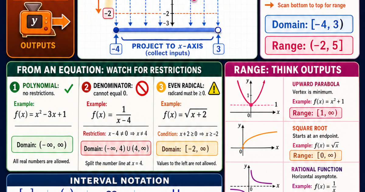 Math: Domain and Range Infographic | LivePhysics™