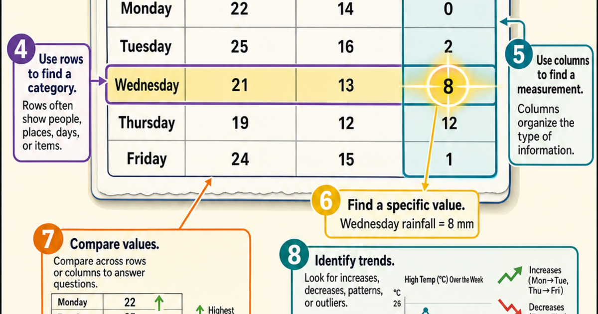 How to Read a Data Table Infographic | LivePhysics™