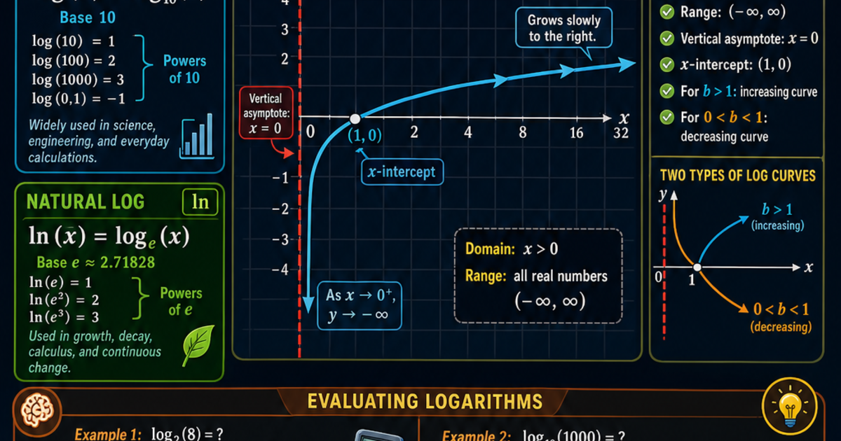 Math: Logarithmic Functions Infographic | LivePhysics™