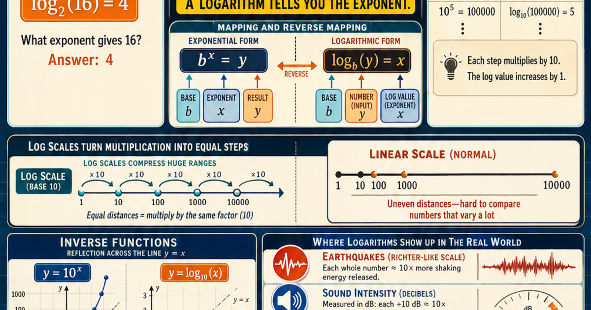 Logarithms (Intuitive Visual Explanation) Infographic | LivePhysics™